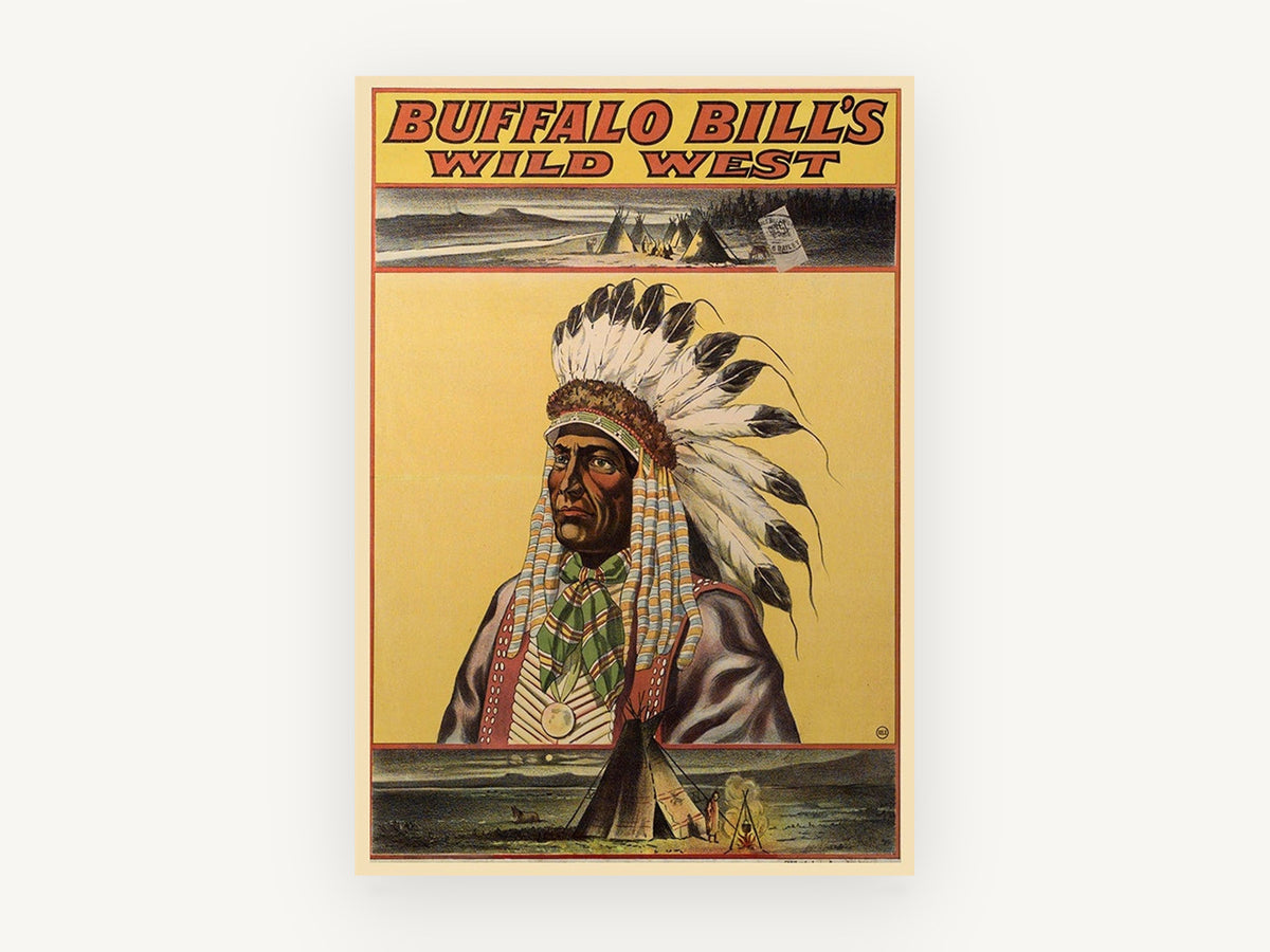 Chief of the Wild West, vintage canvas wall art print, front view