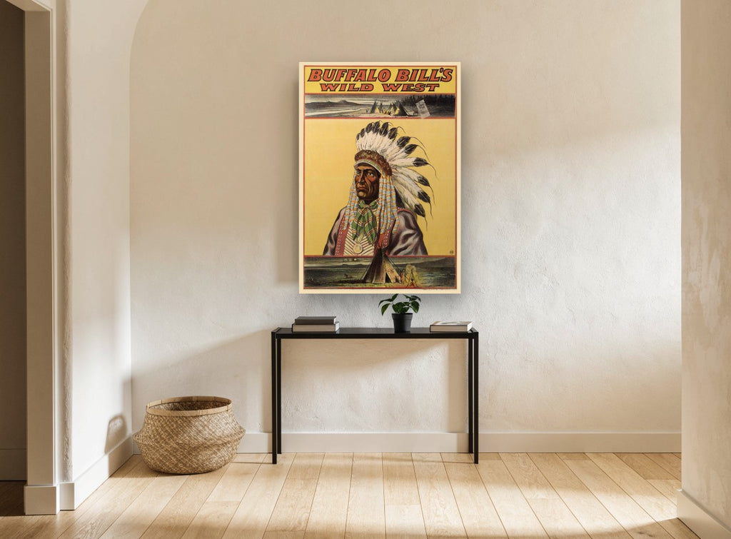 Chief of the Wild West vintage canvas print on the wall of a hallway