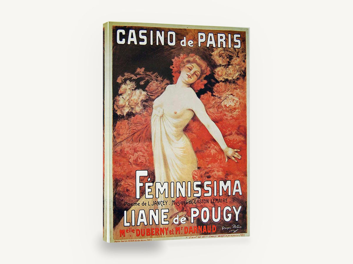 Féminissima at Casino, vintage casino de paris theatre poster, stretched canvas wall art print ready to hang