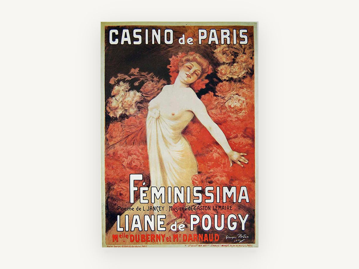 Féminissima at Casino, vintage canvas wall art print, front view