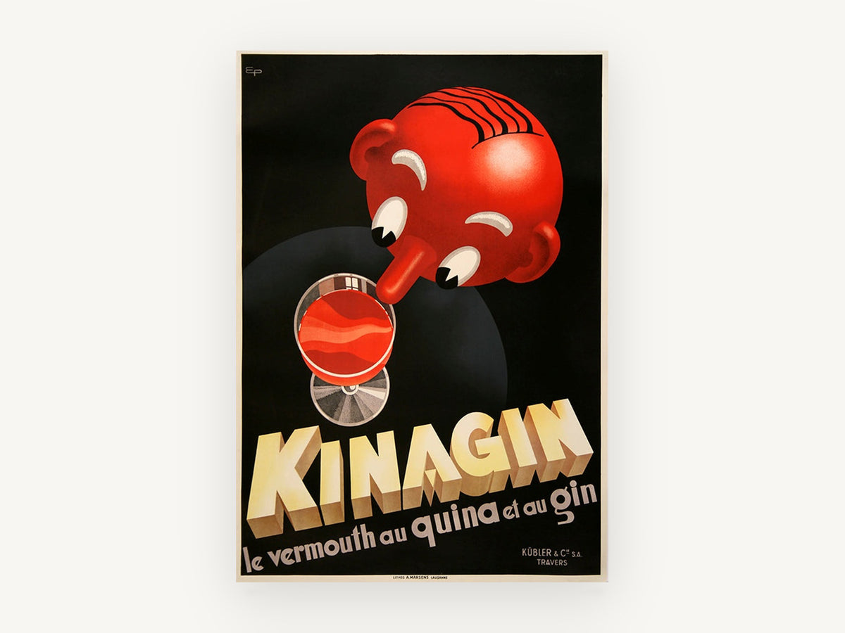Kinagin Red Head, vintage canvas wall art print, front view