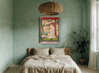 Bathing Hall at Lamalou vintage canvas print on the wall of a bedroom