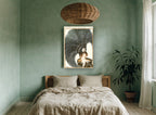 Plumed Hat Parisienne vintage canvas print on the wall of a bedroom