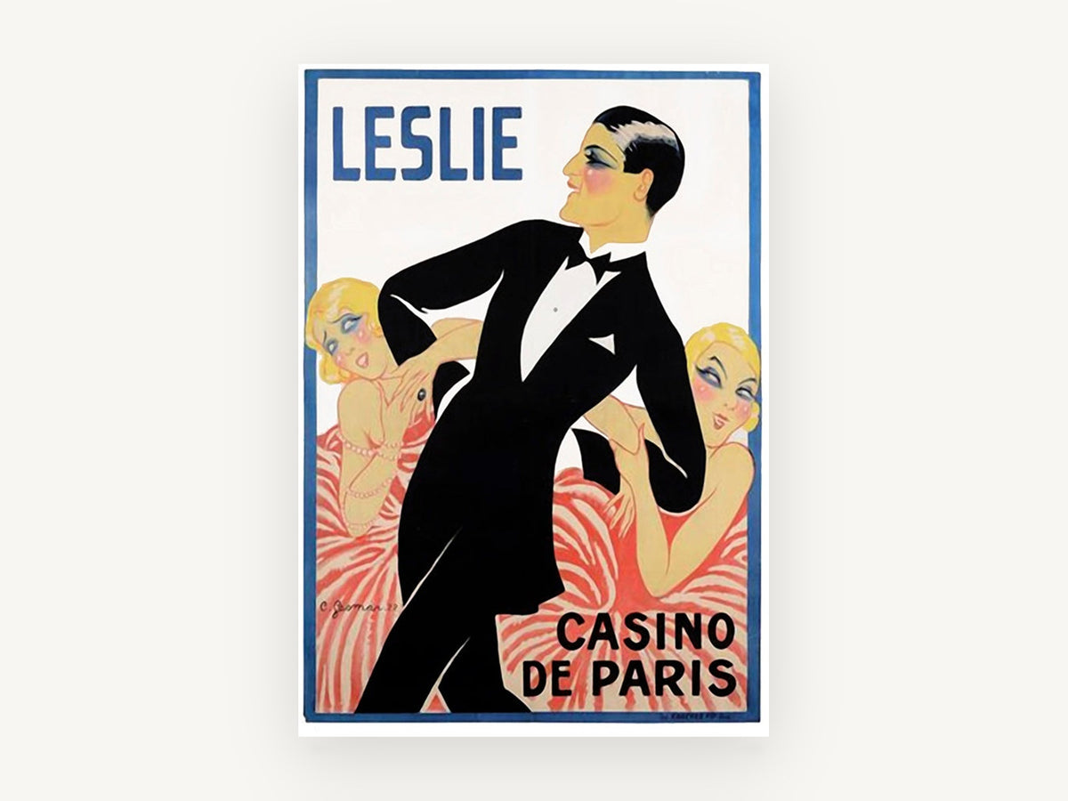 Leslie at Casino de Paris, vintage canvas wall art print, front view