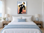 Leslie at Casino de Paris vintage canvas print on the wall of a coastal bedroom