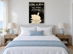 Swan of the Cream Queen vintage canvas print on the wall of a coastal bedroom