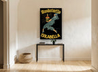 Leaping Mandarinetto Woman vintage canvas print on the wall of a hallway