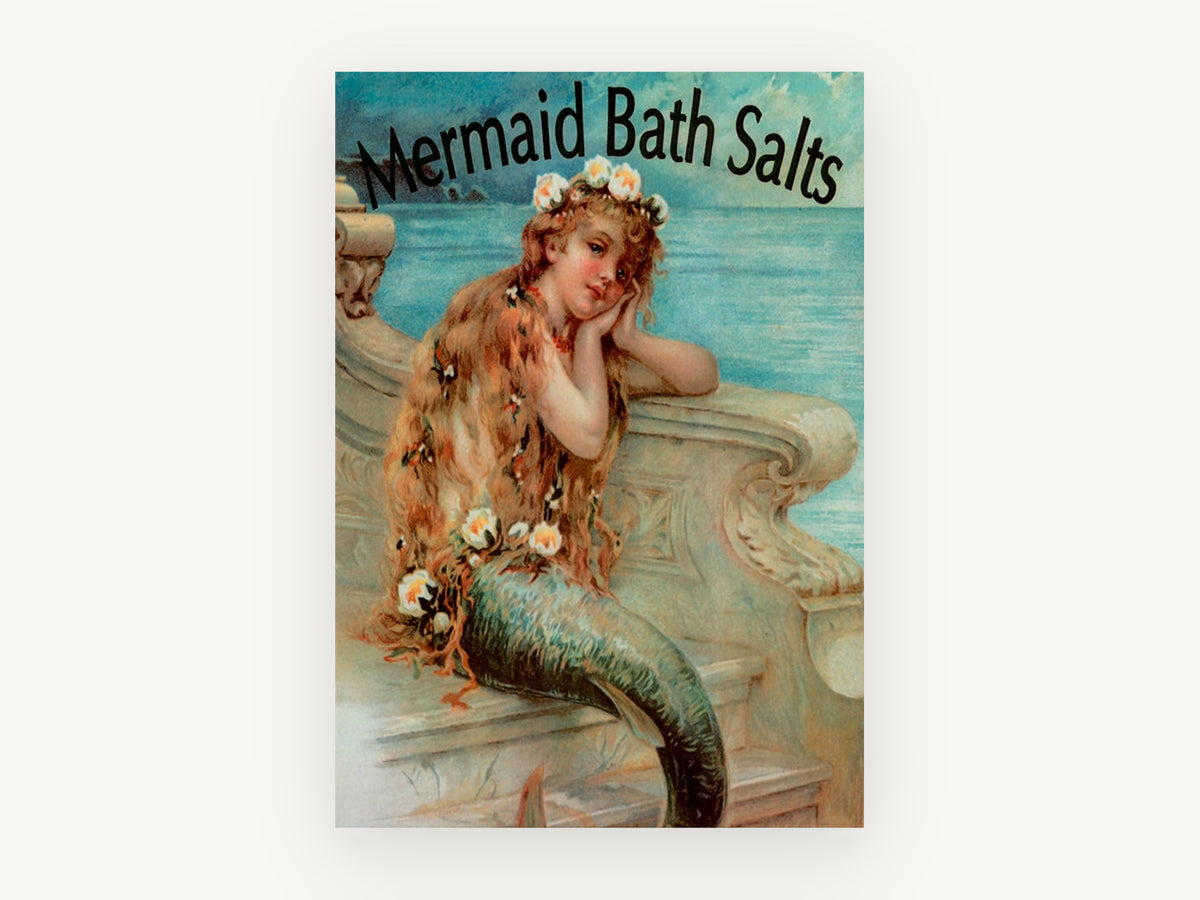 Mermaid at the Balustrade, vintage canvas wall art print, front view