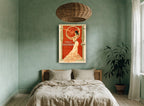 Lady of the Eagle Hoop vintage canvas print on the wall of a bedroom