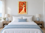 Lady of the Eagle Hoop vintage canvas print on the wall of a coastal bedroom