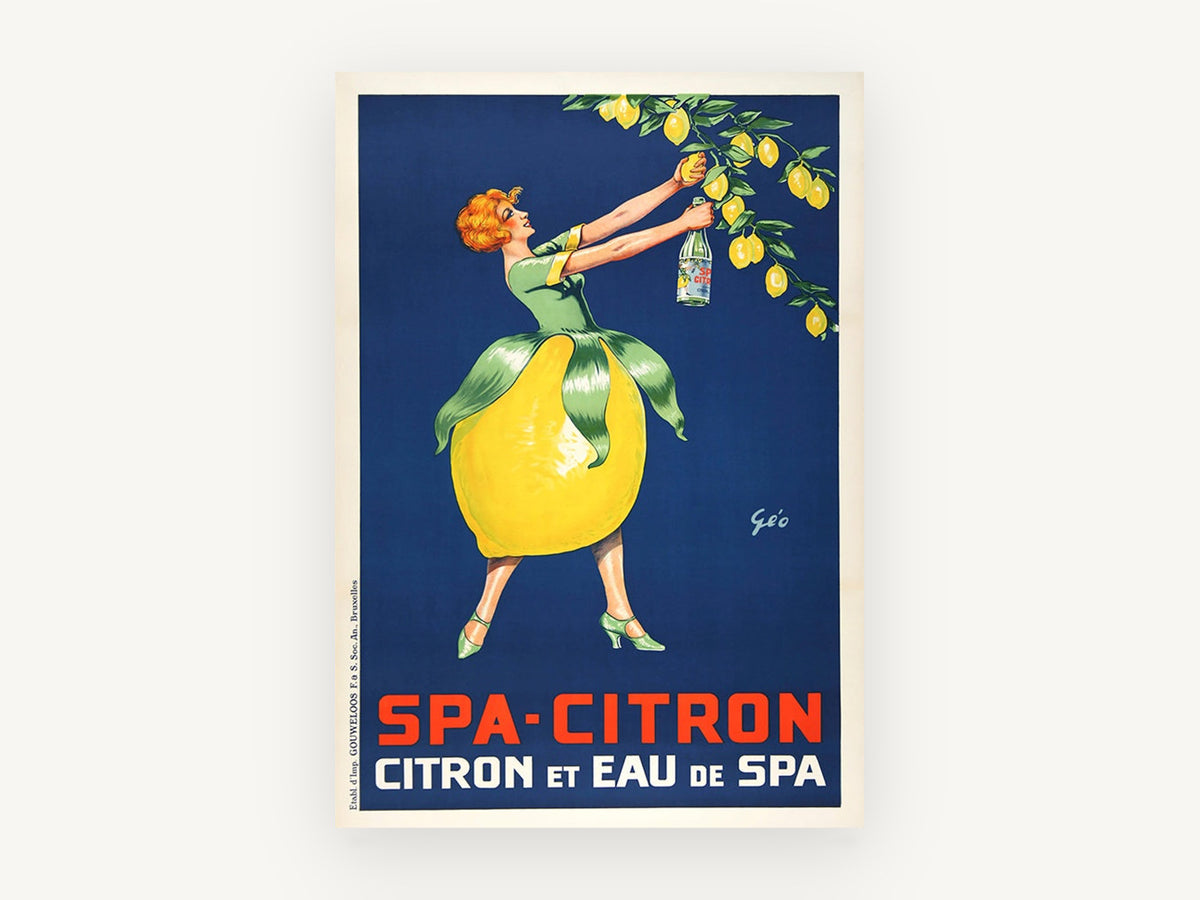Lemon Dress Spa Citron, vintage canvas wall art print, front view