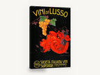 Vini di Lusso Grapes, vintage italian wine advertising poster, stretched canvas wall art print ready to hang