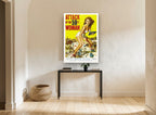 Giant Woman Highway Attack vintage canvas print on the wall of a hallway