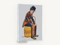 Charlie on the Barrel, vintage charlie chaplin film poster, stretched canvas wall art print ready to hang