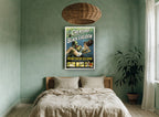 Creature from the Lagoon vintage canvas print on the wall of a bedroom