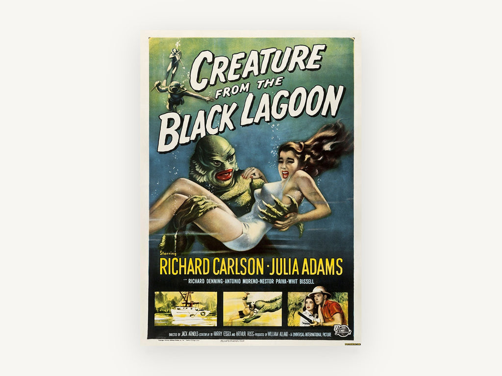 Creature from the Lagoon, vintage canvas wall art print, front view