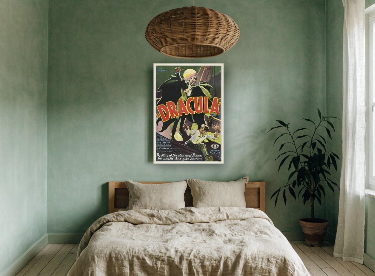 Dracula Ship Deck Horror vintage canvas print on the wall of a bedroom