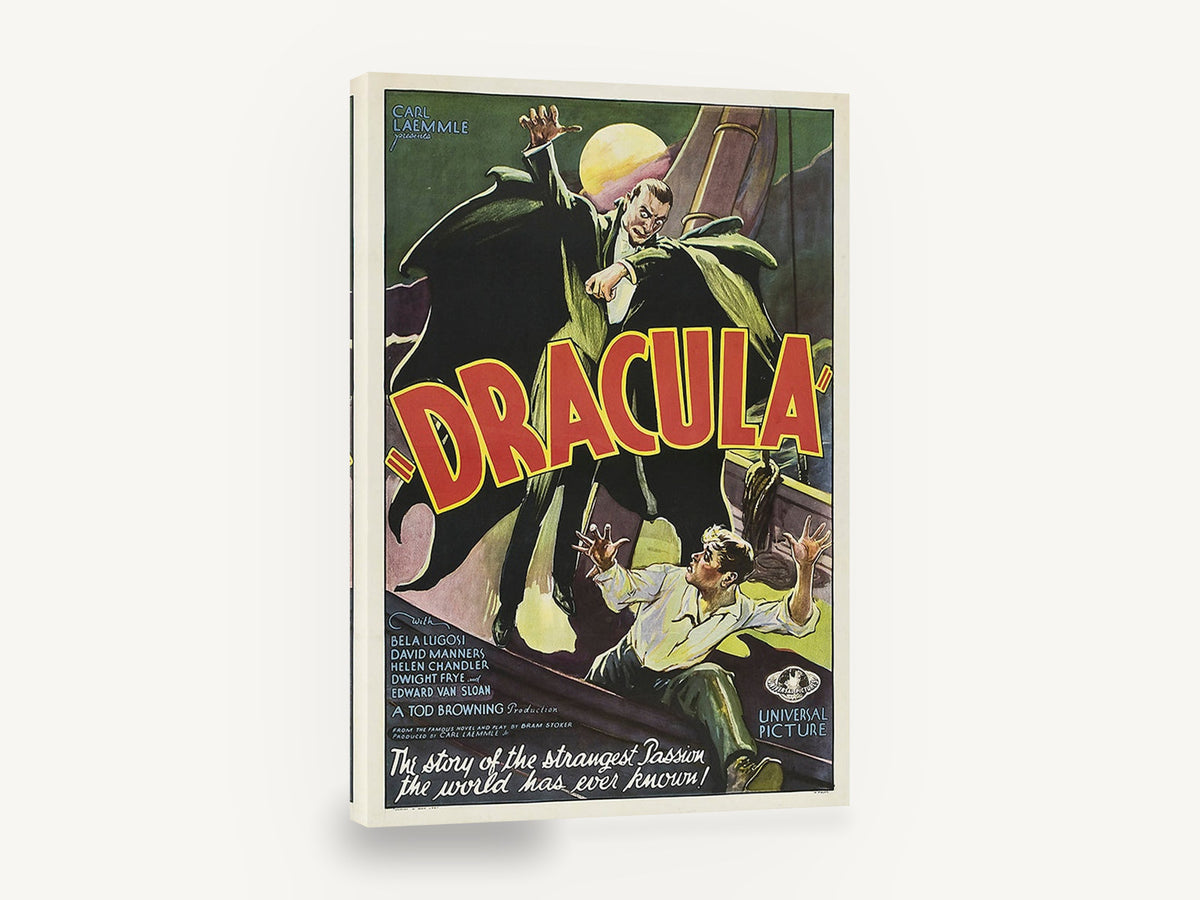Dracula Ship Deck Horror, vintage dracula horror movie poster, stretched canvas wall art print ready to hang