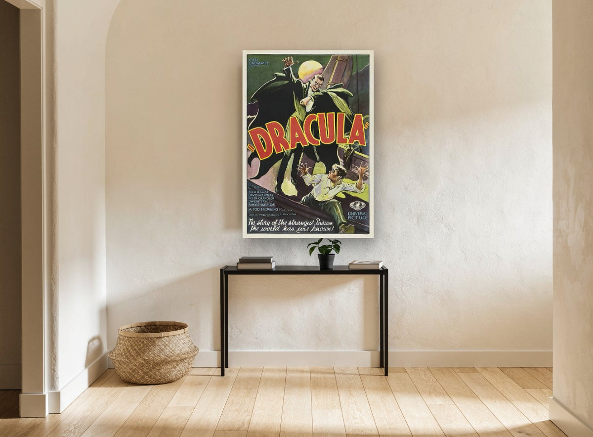 Dracula Ship Deck Horror vintage canvas print on the wall of a hallway
