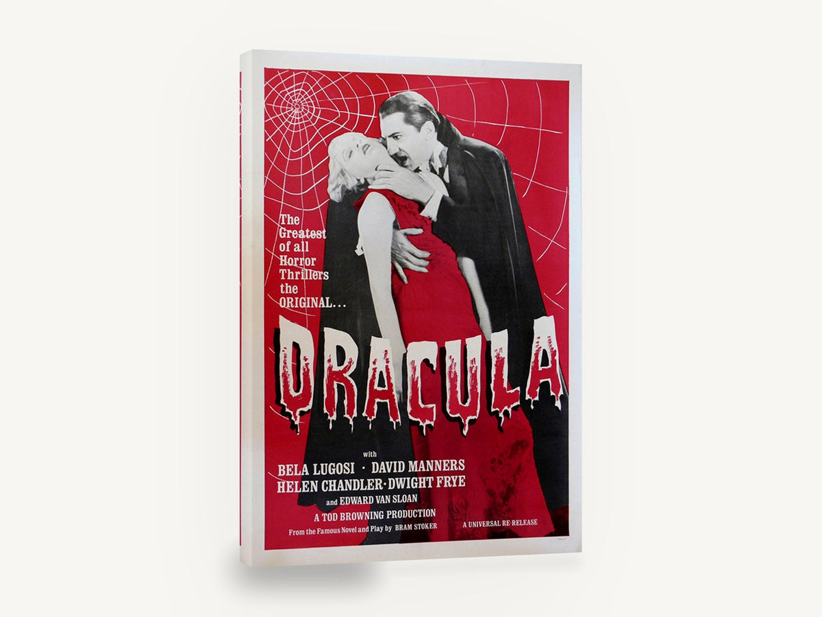 Dracula Red Horror Poster, vintage dracula horror movie poster, stretched canvas wall art print ready to hang
