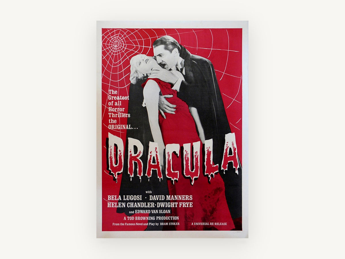 Dracula Red Horror Poster, vintage canvas wall art print, front view