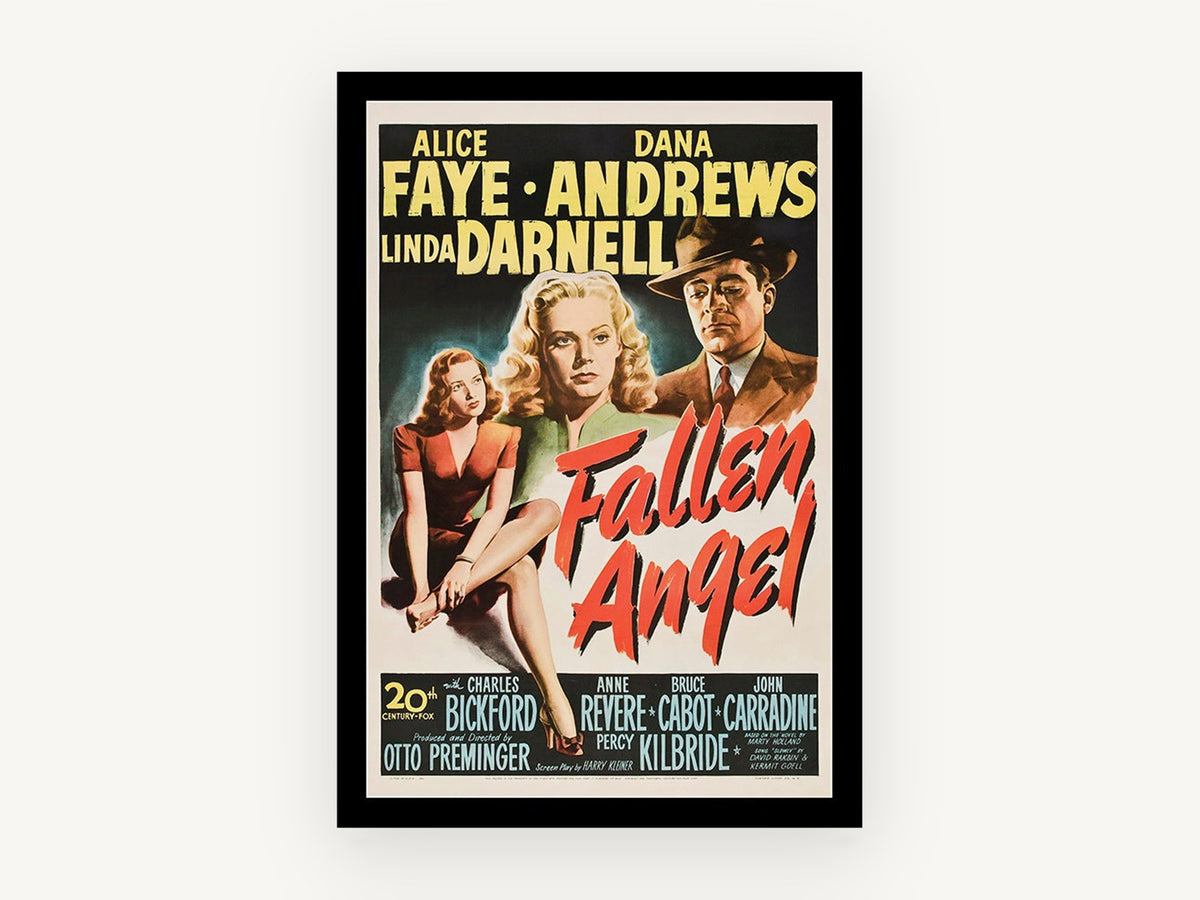 Fallen Angel Film Noir, vintage canvas wall art print, front view