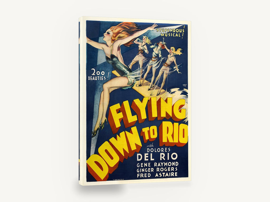 Flying Down Showgirls, vintage flying down to rio movie poster, stretched canvas wall art print ready to hang