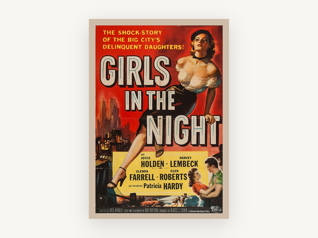 Girls in the Night, vintage canvas wall art print, front view