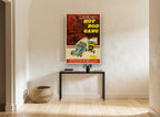 Hot Rod Gang Rock 'n' Roll vintage canvas print on the wall of a hallway
