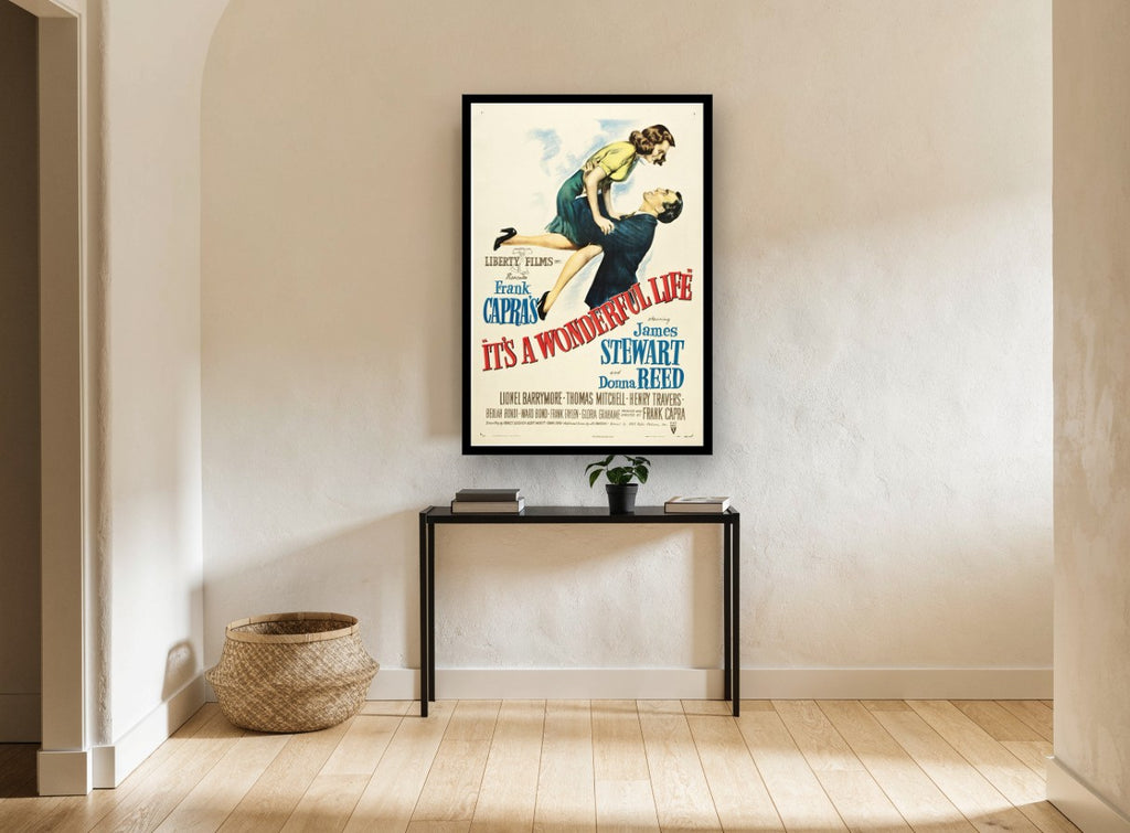 It's a Wonderful Life vintage canvas print on the wall of a hallway