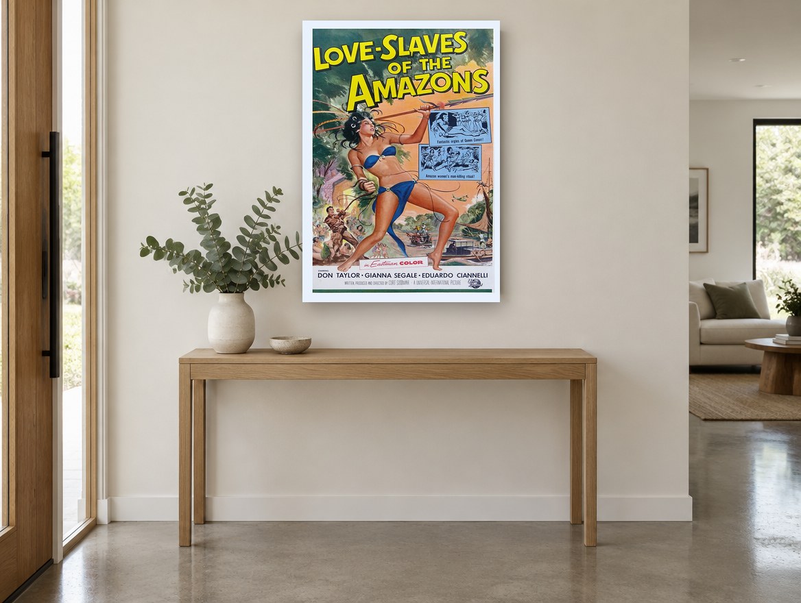 Love-Slaves Jungle Spear vintage canvas print on the wall of a entry hall