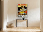 Crawling Terror Tarantula vintage canvas print on the wall of a hallway