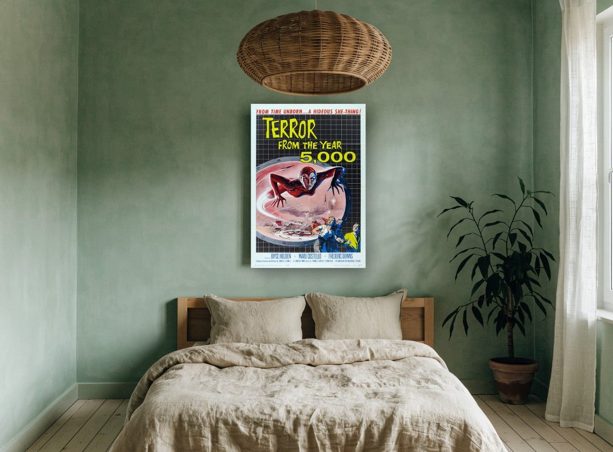 Terror From Year 5,000 vintage canvas print on the wall of a bedroom