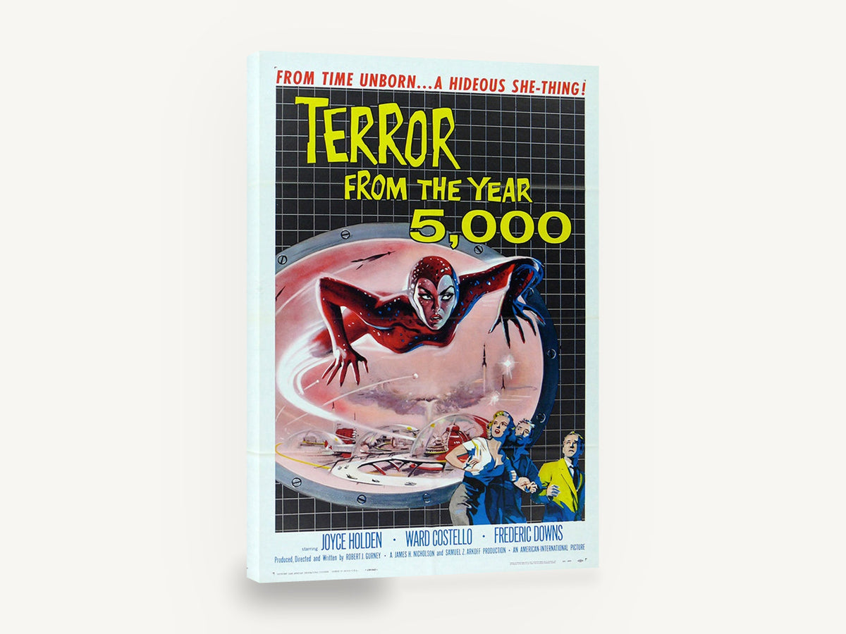 Terror From Year 5,000, vintage sci-fi horror movie poster, stretched canvas wall art print ready to hang
