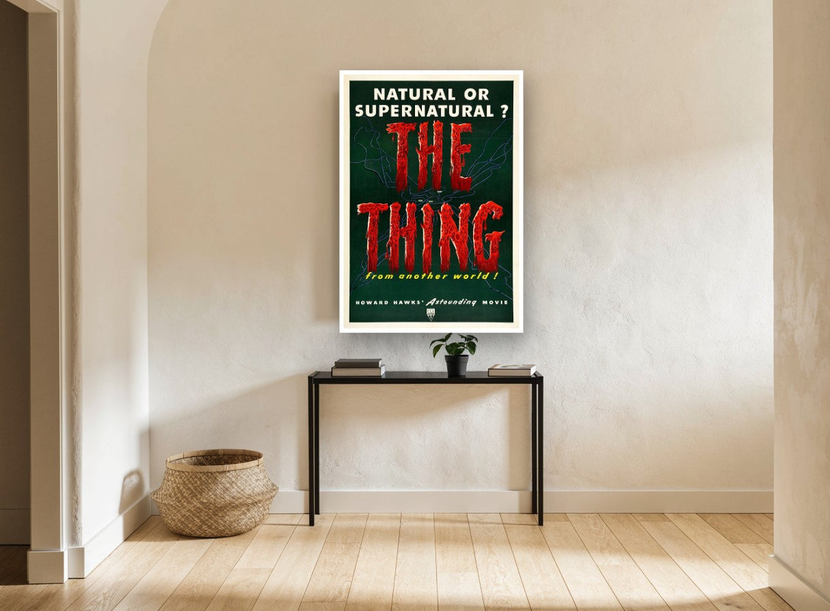 Natural or Supernatural vintage canvas print on the wall of a hallway