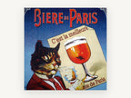 Beer Cat of Paris, vintage canvas wall art print, front view