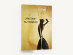 L'Instant Champagne Flute, vintage taittinger champagne advertising poster, stretched canvas wall art print ready to hang