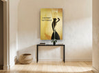 L'Instant Champagne Flute vintage canvas print on the wall of a hallway