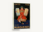 Mandarin Coffee Merchant, vintage cafés tés mandarines advertising poster, stretched canvas wall art print ready to hang