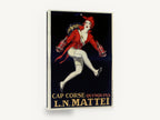 Leaping Quinquina Messenger, vintage quinquina advertising poster wine bar, kitchen canvas wall art print ready to hang