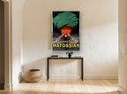 Smoke from the Green Turban vintage canvas print on the wall of a hallway