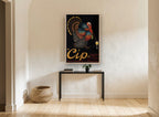 Cip Turkey Aperitivo vintage canvas print on the wall of a hallway