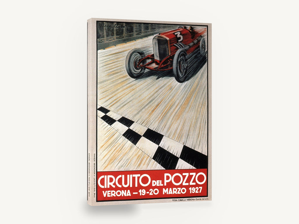 Verona Race Day 1927, vintage verona motor race poster, stretched canvas wall art print ready to hang