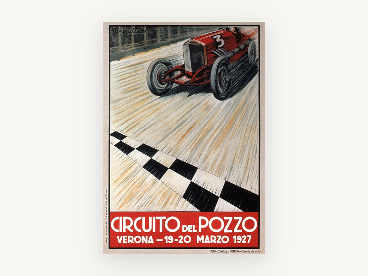 Verona Race Day 1927, vintage canvas wall art print, front view