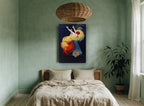 Falling Into Spotlight vintage canvas print on the wall of a bedroom