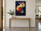 Falling Into Spotlight vintage canvas print on the wall of a entry hall