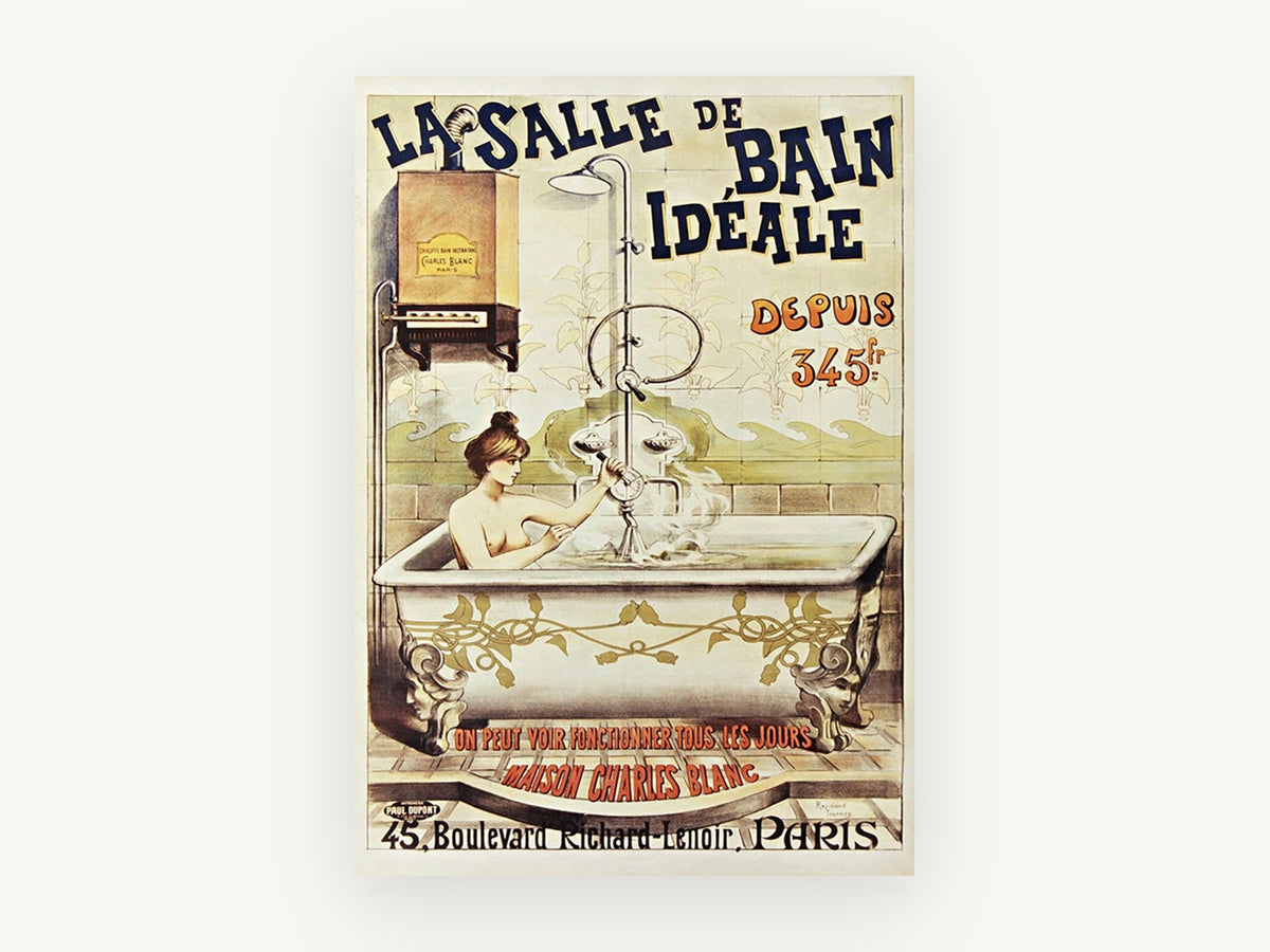 The Ideal Bathroom, vintage canvas wall art print, front view