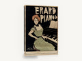 Erard Pianist in Green, vintage erard pianos advertising poster, stretched canvas wall art print ready to hang