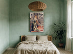 Bath Hour in Paris vintage canvas print on the wall of a bedroom