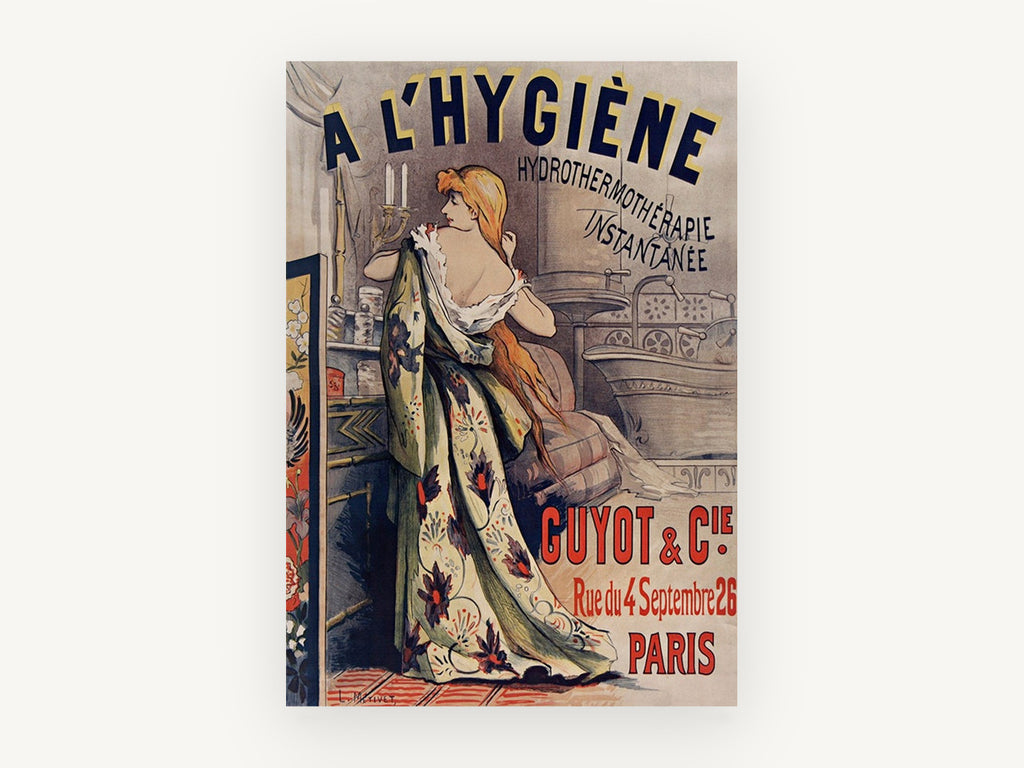 Bath Hour in Paris, vintage canvas wall art print, front view